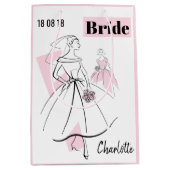 Mode Brie Pink Name Datum Geschenktasche Medium pi Mittlere Geschenktüte (Vorderseite)