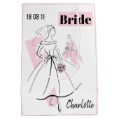 Mode Brie Pink Name Datum Geschenktasche Medium pi Mittlere Geschenktüte (Rückseite)