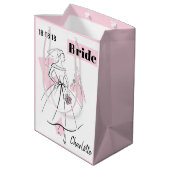 Mode Brie Pink Name Datum Geschenktasche Medium pi Mittlere Geschenktüte (Rückseite Schrägansicht)