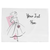 Mode Brie Pink Text Geschenktasche groß Große Geschenktüte (Rückseite)