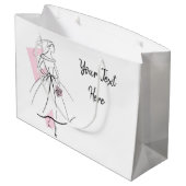Mode Brie Pink Text Geschenktasche groß Große Geschenktüte (Rückseite Schrägansicht)