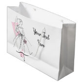 Mode Brie Pink Text Geschenktasche groß Große Geschenktüte (Vorderseite Schrägansicht)