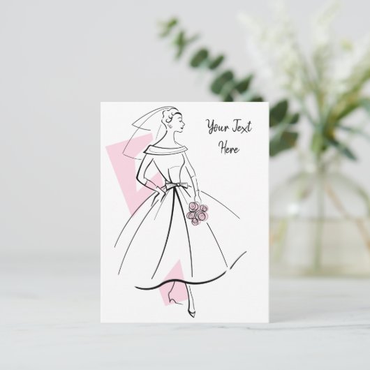 Mode Brie Pink Text Postkarte (Stehend Vorderseite)