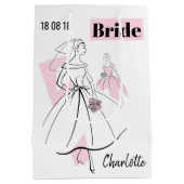 Mode Brie Rosa Name Datum Geschenktasche Medium Mittlere Geschenktüte (Rückseite)