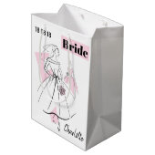 Mode Brie Rosa Name Datum Geschenktasche Medium Mittlere Geschenktüte (Rückseite Schrägansicht)