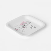 Mode Brie rosa Textquadrat Pappteller (Gewinkelt)