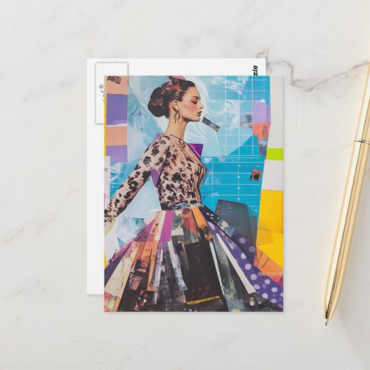 Mode-Collage Postkarte (Vorderseite/Rückseite Beispiel)