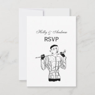 Mode-Dame Golfspielerin mit Golfschläger aus den 1 RSVP Karte
