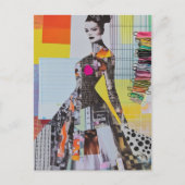 Mode-Dame-Junk-Journal-Collage Postkarte (Vorderseite)