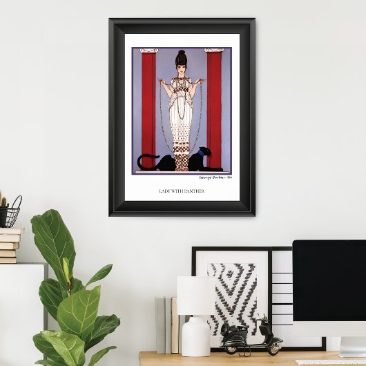 Mode Dame mit schwarzem Panther George Barbier Poster