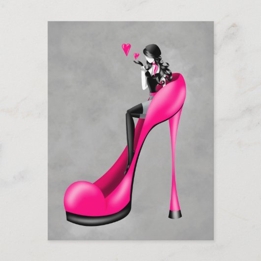Mode-Dame mit Stöckelschuh  Postkarte (Vorderseite)