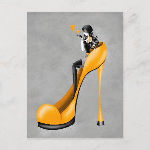 Mode-Dame mit Stöckelschuh Postkarte