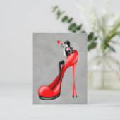 Mode-Dame mit Stöckelschuhen Postkarte (Stehend Vorderseite)