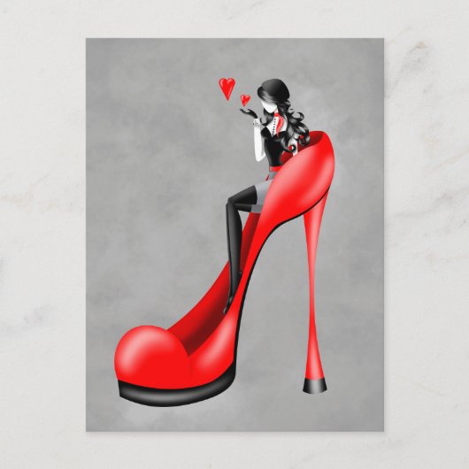 Mode-Dame mit Stöckelschuhen Postkarte (Vorderseite)