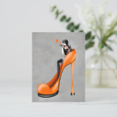 Mode-Dame mit Stöckelschuhen  Postkarte (Stehend Vorderseite)
