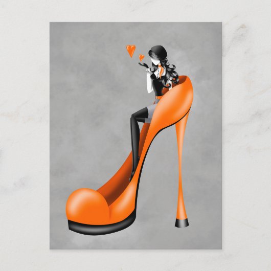 Mode-Dame mit Stöckelschuhen  Postkarte (Vorderseite)