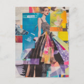 Mode-Dame Mixed-Media-Collage Postkarte (Vorderseite)