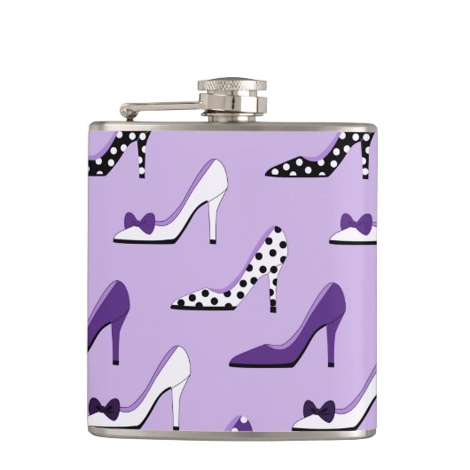Mode-Dame Purple Heels Flachmann (Vorderseite)