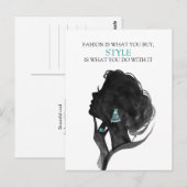 Mode-Deko, stilvolle Glamour-Illustration Postkarte (Vorne/Hinten)