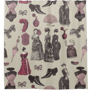 Mode der viktorianischen Ära Frauen Toile beige Duschvorhang