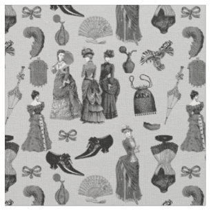 Mode der viktorianischen Ära Frauen Toile Schwarz  Stoff