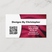 Mode Designer Burgundy Fabric Texture QR Code Visitenkarte (Rückseite)