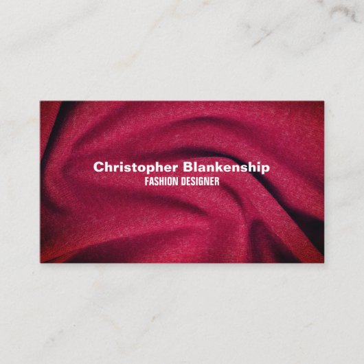 Mode Designer Burgundy Fabric Texture QR Code Visitenkarte (Vorderseite)