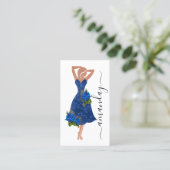 Mode Designer Dress Logo QR Blue Dress Shop Visitenkarte (Stehend Vorderseite)
