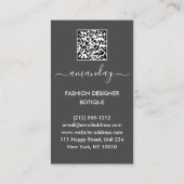 Mode Designer Dress Logo QR Gray Gold Lace Visitenkarte (Rückseite)