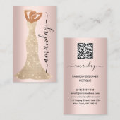 Mode Designer Dress Logo QR Rose Gold Visitenkarte (Vorne/Hinten)