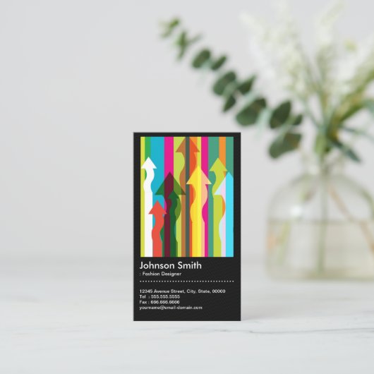 Mode-Designer - Farbiger und QR-Code Visitenkarte (Stehend Vorderseite)