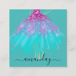 Mode Designer Glitzer Dress Logo QR Gold Green Quadratische Visitenkarte