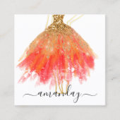 Mode Designer Glitzer Dress Logo QR Red Gold Quadratische Visitenkarte (Vorderseite)