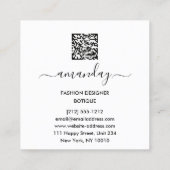 Mode Designer Glitzer Dress Logo QR Silber Pink Quadratische Visitenkarte (Rückseite)