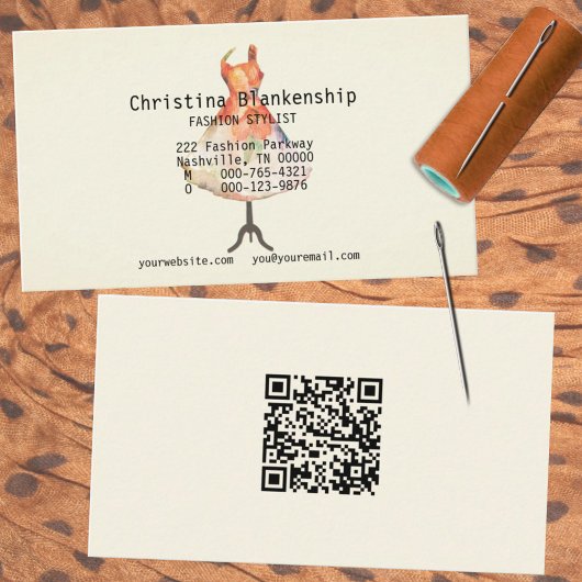 Mode Designer Mannequin Torso QR Code Benutzerdefi Visitenkarte