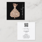 Mode Designer Rese Glitzer Dress Logo QR Quadratische Visitenkarte (Vorne/Hinten)