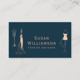 Mode Designer Rose Gold Navy Visitenkarte