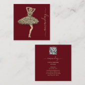 Mode Designer Shop Dress QR Code Logo Gold Rot Quadratische Visitenkarte (Vorne/Hinten)