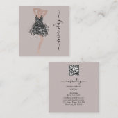 Mode Designer Shop Dress QRCode Logo Rose Elfenbei Quadratische Visitenkarte (Vorne/Hinten)