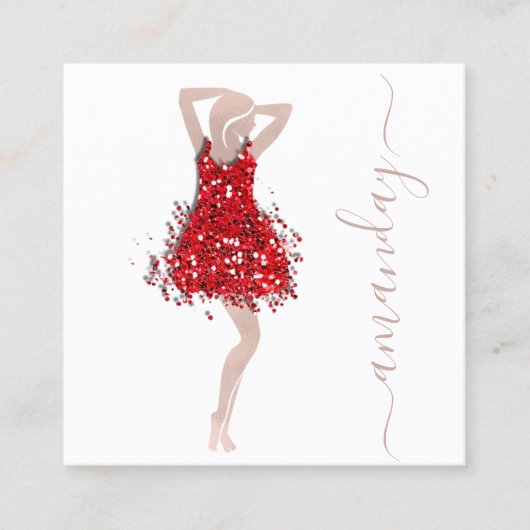 Mode Designer Shop Dress QRCode Logo Rose Rot Quadratische Visitenkarte (Vorderseite)