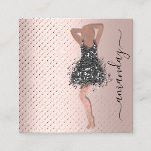 Mode Designer Shop Dress QRCode Logo Rose Spark Quadratische Visitenkarte