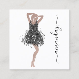 Mode Designer Shop Dress QRCode Logo Rose Weiß Quadratische Visitenkarte