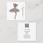 Mode Designer Shop Dress QRCode Logo RoseSilver Quadratische Visitenkarte (Vorne/Hinten)