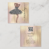 Mode Designer Shop Rose Black Dress QR Code Quadratische Visitenkarte (Vorne/Hinten)