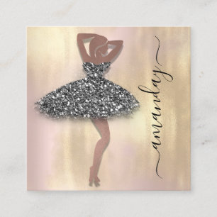 Mode Designer Shop Rose Black Dress QR Code Quadratische Visitenkarte