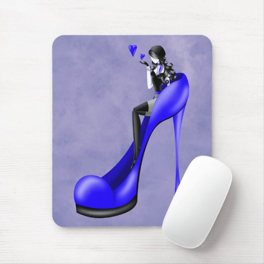 Mode-Diva in blauen Stilettos  Mousepad (Mit Mouse)
