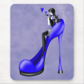 Mode-Diva in blauen Stilettos  Mousepad (Vorne)