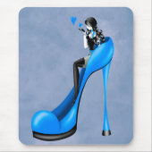 Mode-Diva in blauen Stilettos Mousepad (Vorne)