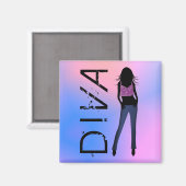 Mode Diva in Blue Jeans Custom Square Magnete Magnet (Vorderseite/Rückseite)