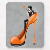 Mode-Diva in orange Stilettos Mousepad (Vorne)